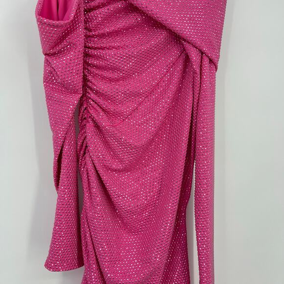 Cult Gaia | Nicole Dress in Dragonfruit Cut Out Asymmetrical Mini Dress XS - Picture 8 of 15